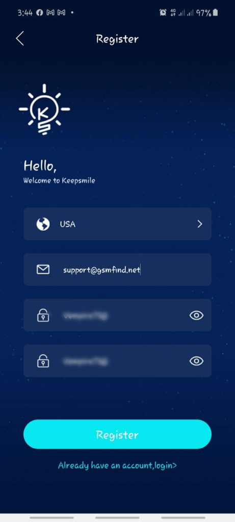 Signup-on-Keepsmile-App